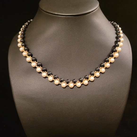 Estate Faux Pearl & Bead Braided Necklace - Picture 2 of 4